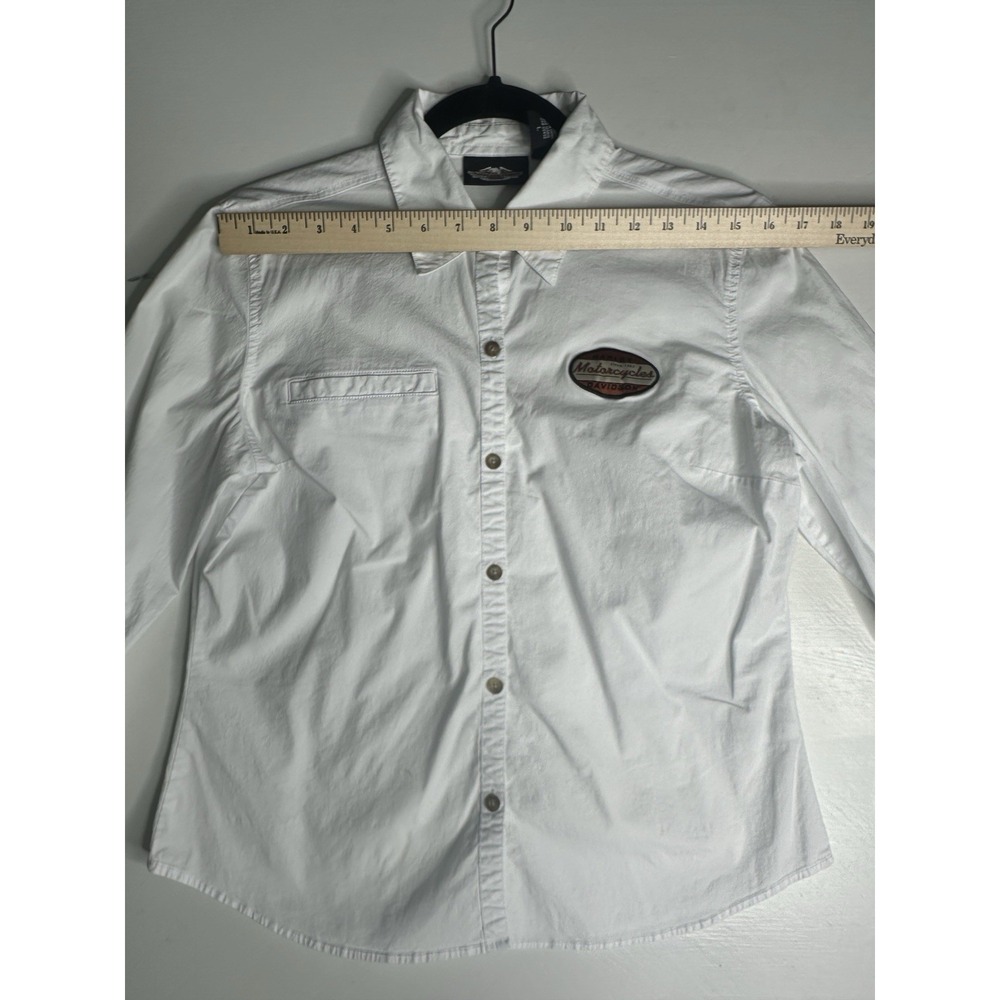 Vintage Harley Davidson Women's White Long-Sleeve Button Down Size L See Picture - Picture 12 of 13